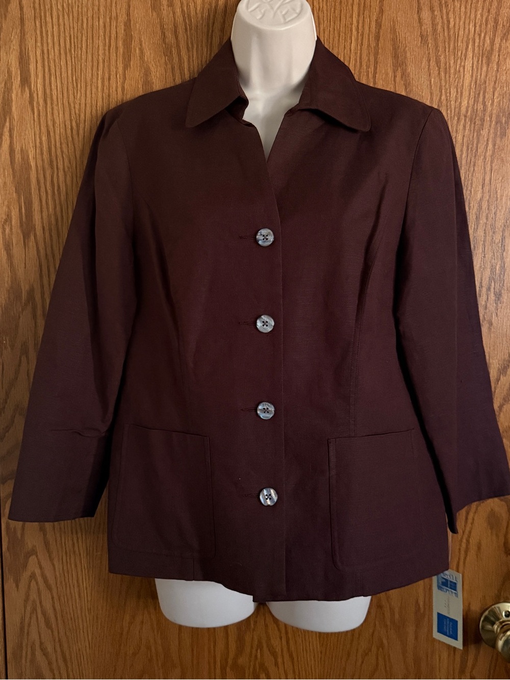Covington Brown Blazer Jacket Lined Lightweight Linen Rayon Women's Size 10 NWT